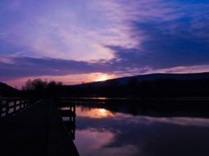 A very purple scene at dusk at Aitch Boat Launch, Lake Raystown, Pennsylvania