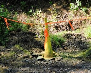 Caution work area at Pioneer Mountain Homestead